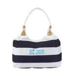 Sailor polyester strandtas met binnenzak kleur marineblauw met jouw bedrukking