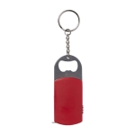 Metalen flesopener sleutelhanger met LED en 1M meetlint kleur rood tweede weergave