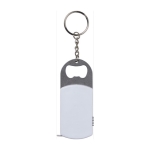 Metalen flesopener sleutelhanger met LED en 1M meetlint kleur wit tweede weergave