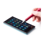 Metallic tactiele pen met mobiele telefoonhouder blauwe inkt kleur rood vierde weergave