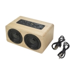 Draadloze houten speaker met elk twee speakers van 5W micro USB kabel kleur bruin tweede weergave