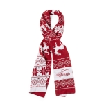 Rood witte kerstsjaal van polyester kleur rood  negende weergave