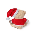 Teddybeer met kerstmuts, shirt en bedrukking kleur bruin derde weergave