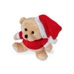 Teddybeer met kerstmuts, shirt en bedrukking kleur bruin vierde weergave