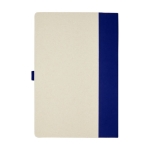 Gerecycled kartonnen notitieboek en pennenset A5 kleur marineblauw tweede weergave achterkant