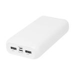 Powerbank van gerecycled plastic met 4 poorten 20.000 mAh kleur wit