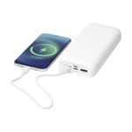 Powerbank van gerecycled plastic met 4 poorten 20.000 mAh kleur wit vierde weergave