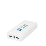 Powerbank van gerecycled plastic met 4 poorten 20.000 mAh met afdrukgebied