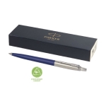 Stijlvolle gerecyclede balpen met blauwe inkt Parker Jotter kleur marineblauw