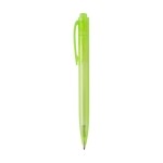 Plastic pen laten bedrukken met logo zwarte inkt kleur lichtgroen weergave zijkant