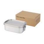 Lunchbox van gerecycled staal met sluitgespen 750ml kleur zilver