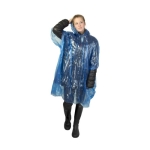 Wegwerpponcho van gerecycled plastic met capuchon onesize kleur koningsblauw tweede weergave