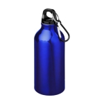 Drinkfles van gerecycled aluminium met en karabijnhaak 400 ml kleur blauw