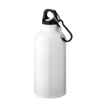 Drinkfles van gerecycled aluminium met en karabijnhaak 400 ml kleur wit