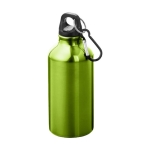 Drinkfles van gerecycled aluminium met en karabijnhaak 400 ml kleur groen