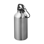 Drinkfles van gerecycled aluminium met en karabijnhaak 400 ml kleur zilver