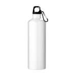 Drinkfles van gerecycled aluminium met en karabijnhaak 770 ml kleur wit tweede weergave voorkant