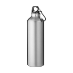 Drinkfles van gerecycled aluminium met en karabijnhaak 770 ml kleur zilver