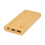 Bamboe Powerbank met LED en aan/uit-knop 10.000 mAh kleur naturel