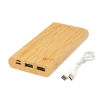 Bamboe Powerbank met LED en aan/uit-knop 10.000 mAh kleur naturel derde weergave