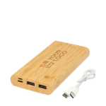 Bamboe Powerbank met LED en aan/uit-knop 10.000 mAh met afdrukgebied