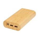 Bamboe Powerbank met LED en aan/uit-knop 20.000 mAh kleur naturel