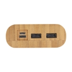 Bamboe Powerbank met LED en aan/uit-knop 20.000 mAh kleur naturel weergave detail 1