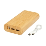 Bamboe Powerbank met LED en aan/uit-knop 20.000 mAh kleur naturel derde weergave