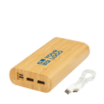 Bamboe Powerbank met LED en aan/uit-knop 20.000 mAh met afdrukgebied