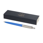 Premium pen met houder van gerecycled roestvrij staal Parker Jotter kleur blauw