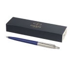 Premium pen met houder van gerecycled roestvrij staal Parker Jotter kleur marineblauw