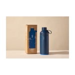 Thermosfles van staal en kunststof met glazen dop Ocean Bottle 1L kleur marineblauw tweede weergave met doos