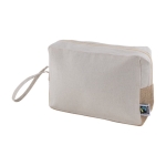 Fairtrade katoenen toilettas met jute basis en handgreep 220 g/m2 kleur naturel eerste weergave