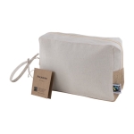 Fairtrade katoenen toilettas met jute basis en handgreep 220 g/m2 kleur naturel derde weergave