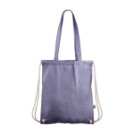 Fairtrade 140g/m2 katoenen 2-in-1 tas en rugzak met trekkoord kleur blauw eerste weergave