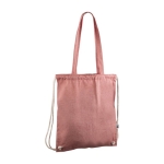 Fairtrade 140g/m2 katoenen 2-in-1 tas en rugzak met trekkoord kleur rood tweede weergave