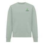 Oversized sweatshirt van ecokatoen 340 g/m2 Iqoniq kleur olijfgroen weergave met logo