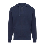 Eco-katoenen sweatshirt met rits, slim fit, Iqoniq 340 g/m2 kleur marineblauw met afdrukgebied