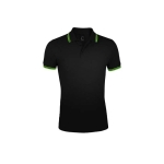 Tweekleurig herenpoloshirt van katoen 200 g/m2 SOL'S Pasadena kleur zwart