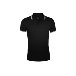 Tweekleurig herenpoloshirt van katoen 200 g/m2 SOL'S Pasadena kleur wit/zwart vierde weergave