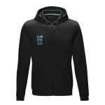 Heren GOTS biokatoenen sweatshirt 280 g/m2 Elevate NXT kleur zwart met afdrukgebied