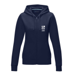 Biokatoen sweatshirt GOTS dames 280 g/m2 Elevate NXT kleur marineblauw met afdrukgebied