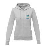 Katoenen dames sweatshirt met capuchon 240 g/m2 Elevate Essentials kleur lichtgrijs met afdrukgebied