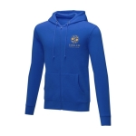 Katoenen herensweater met capuchon 240 g/m2 Elevate Essentials kleur blauw weergave zeefdruk