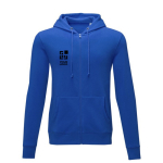 Katoenen herensweater met capuchon 240 g/m2 Elevate Essentials kleur blauw met afdrukgebied