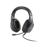 Uitschuifbare gaming-headset met ingebouwde verlichting en microfoon kleur zwart afbeelding met logo