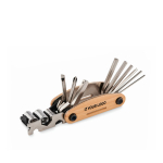 Multitool van bamboe met 11 functies weergave met bedrukking