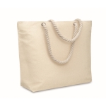 Tas van gerecycled katoen met touwhengsels, 220 g/m2 kleur beige