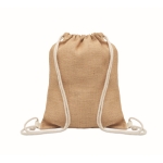 Jute String tasje met gekleurde katoenen touwtjes kleur beige