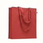 Kleurrijke tas van bio katoen met lange hengsels 220 g/m2 kleur rood